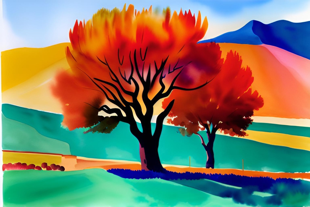 Watercolor Canvas Landscape